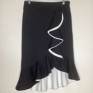 Anne Fontaine Miranda Ruffle Skirt Black White Sz 40 (6/8)